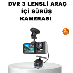 Üç Kameralı Araç İçi Kayıt Sistemi Full HD Gece Görüşlü ve G-Sensör Destekli - Lisinya