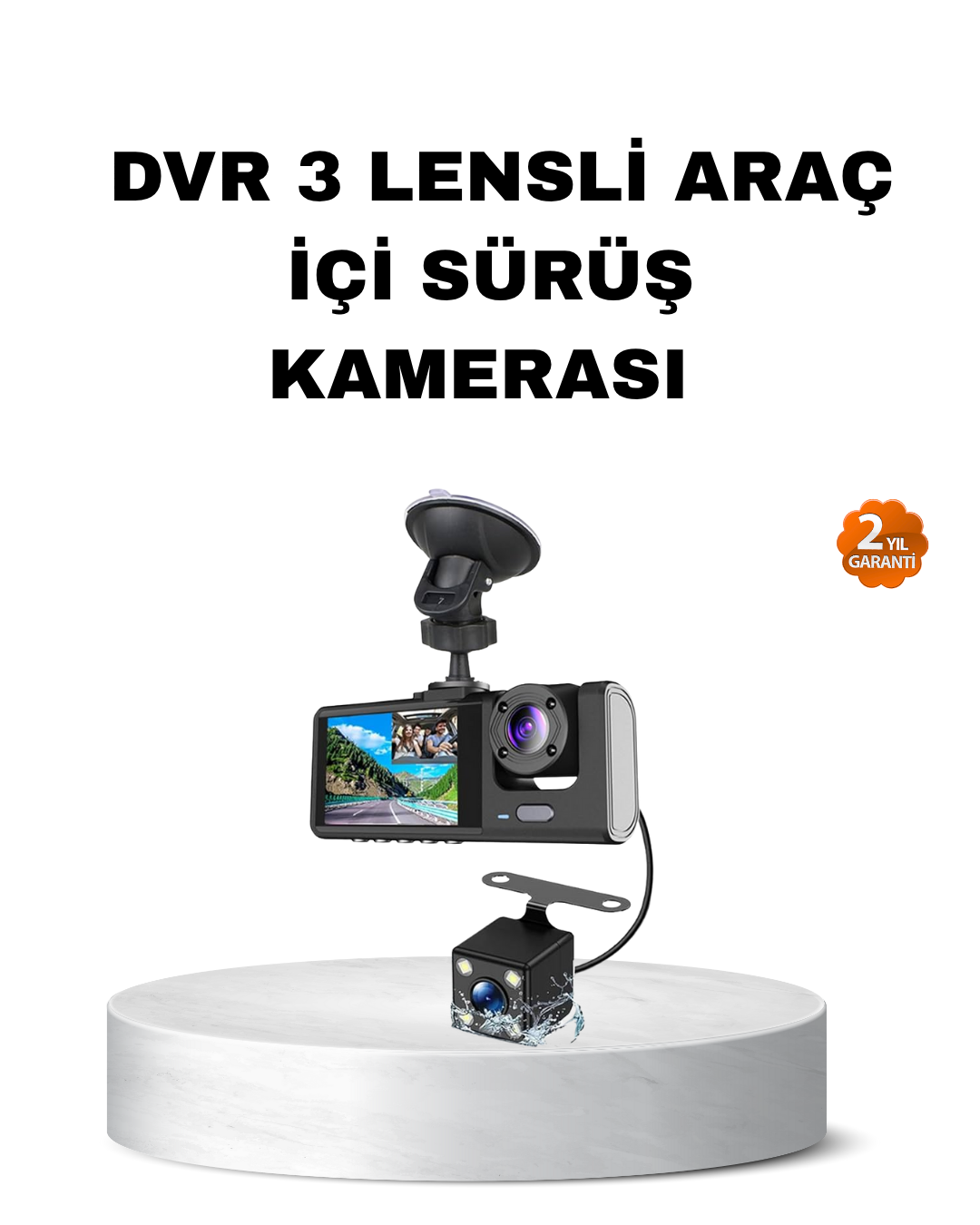 1-1 Üç Kameralı Araç İçi Kayıt Sistemi Full HD Gece Görüşlü ve G-Sensör Destekli - Lisinya - Görsel 1