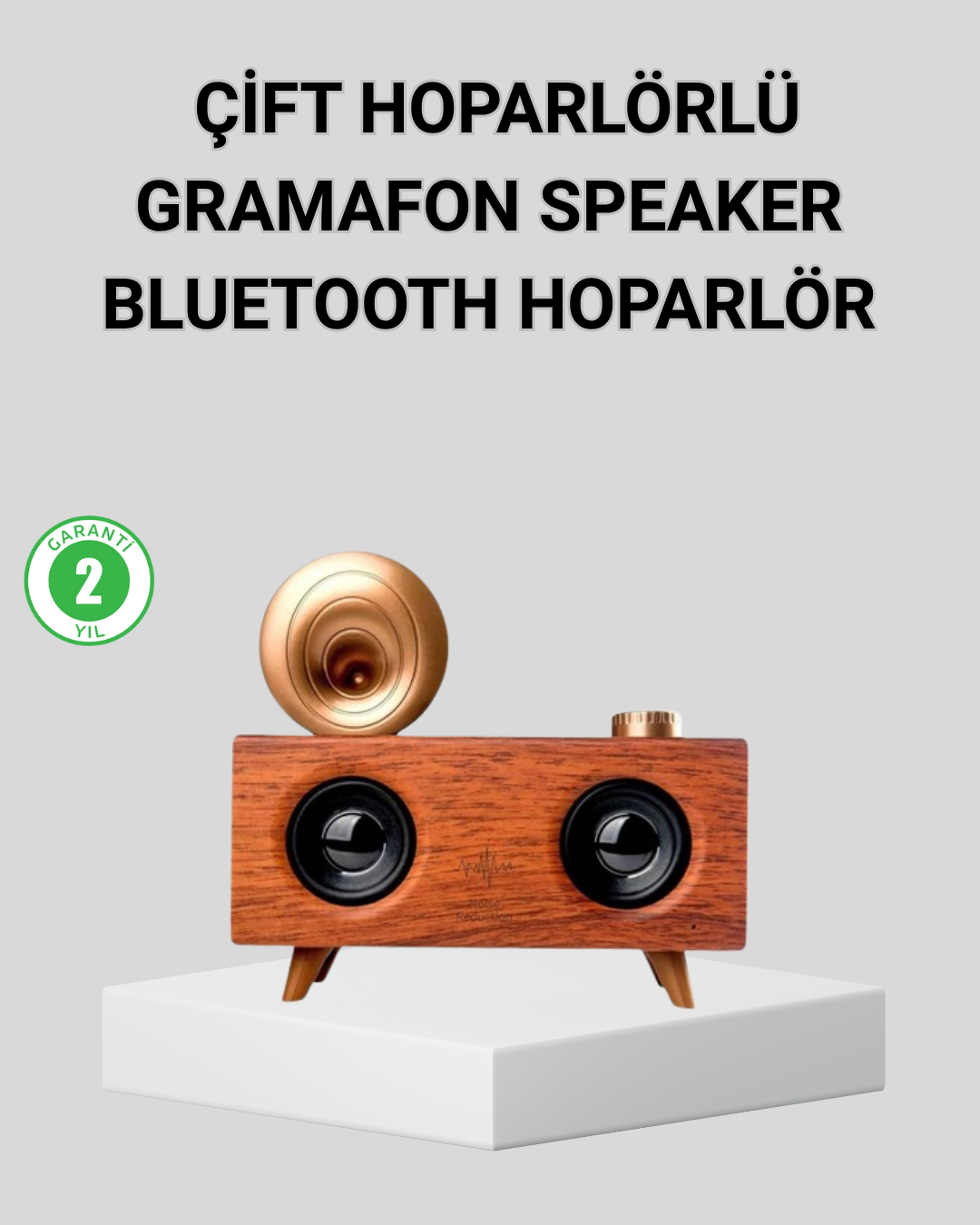 1-132 Retro Gramafon Bluetooth Hoparlör Çift Stereo Sesli FM Radyo Destekli - Lisinya - Görsel 1