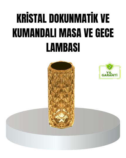 Kristal RGB LED’li Kumandalı Masa ve Gece Lambası – Renkli Işık Modlarıyla Şık Dekoratif Aydınlatma - Lisinya
