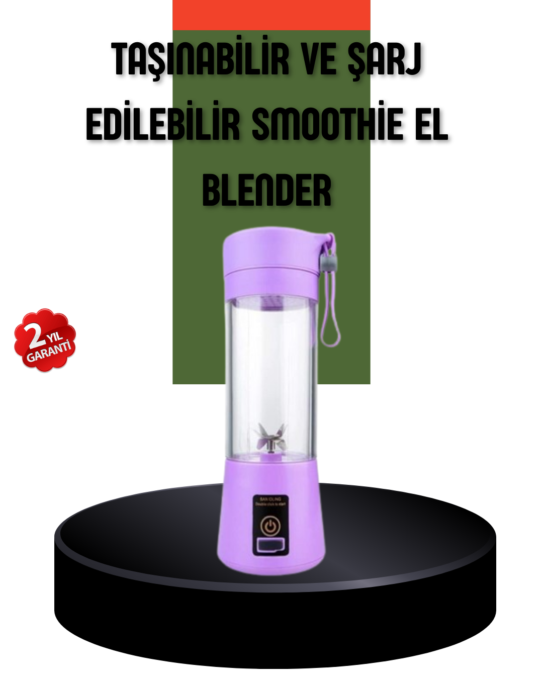 1-207 Taşınabilir USB Şarjlı Mini Smoothie Blender 380ml Çelik Bıçaklı Portatif - Lisinya - Görsel 1