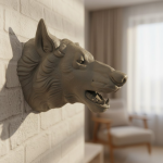 Gri Kurt Duvar Biblosu Güçlü Detaylı Dekoratif Tasarım 25x19 cm - Lisinya