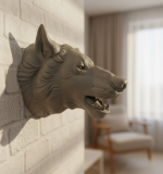 Gri Kurt Duvar Biblosu Güçlü Detaylı Dekoratif Tasarım 25x19 cm - Lisinya