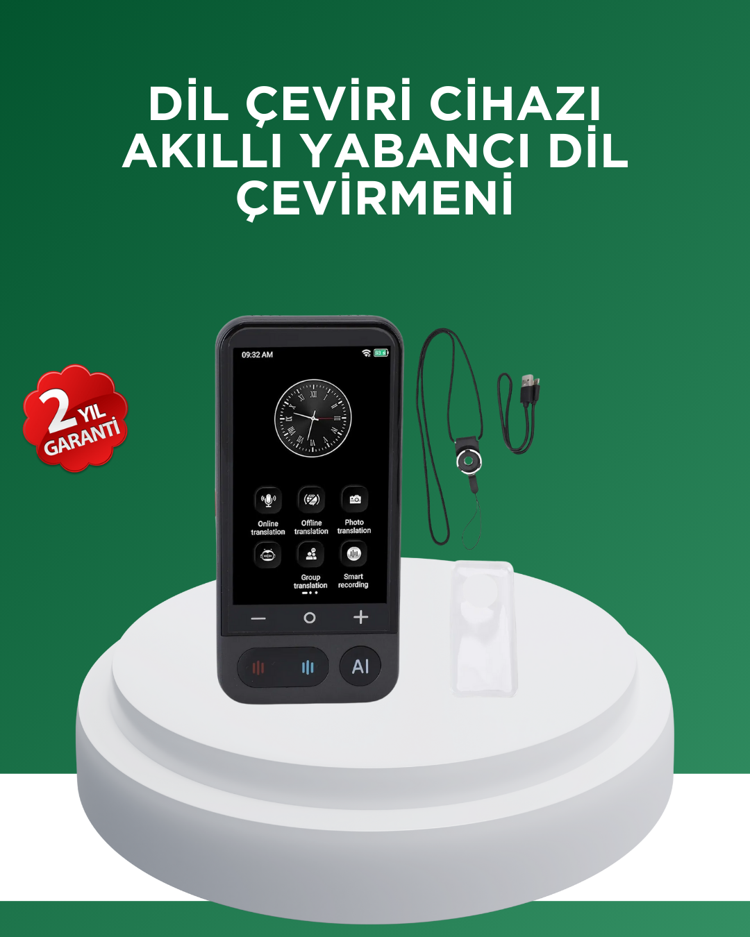 1-34 139 Dil Destekli Taşınabilir Sesli Çevirmen Cihazı - Lisinya - Görsel 1