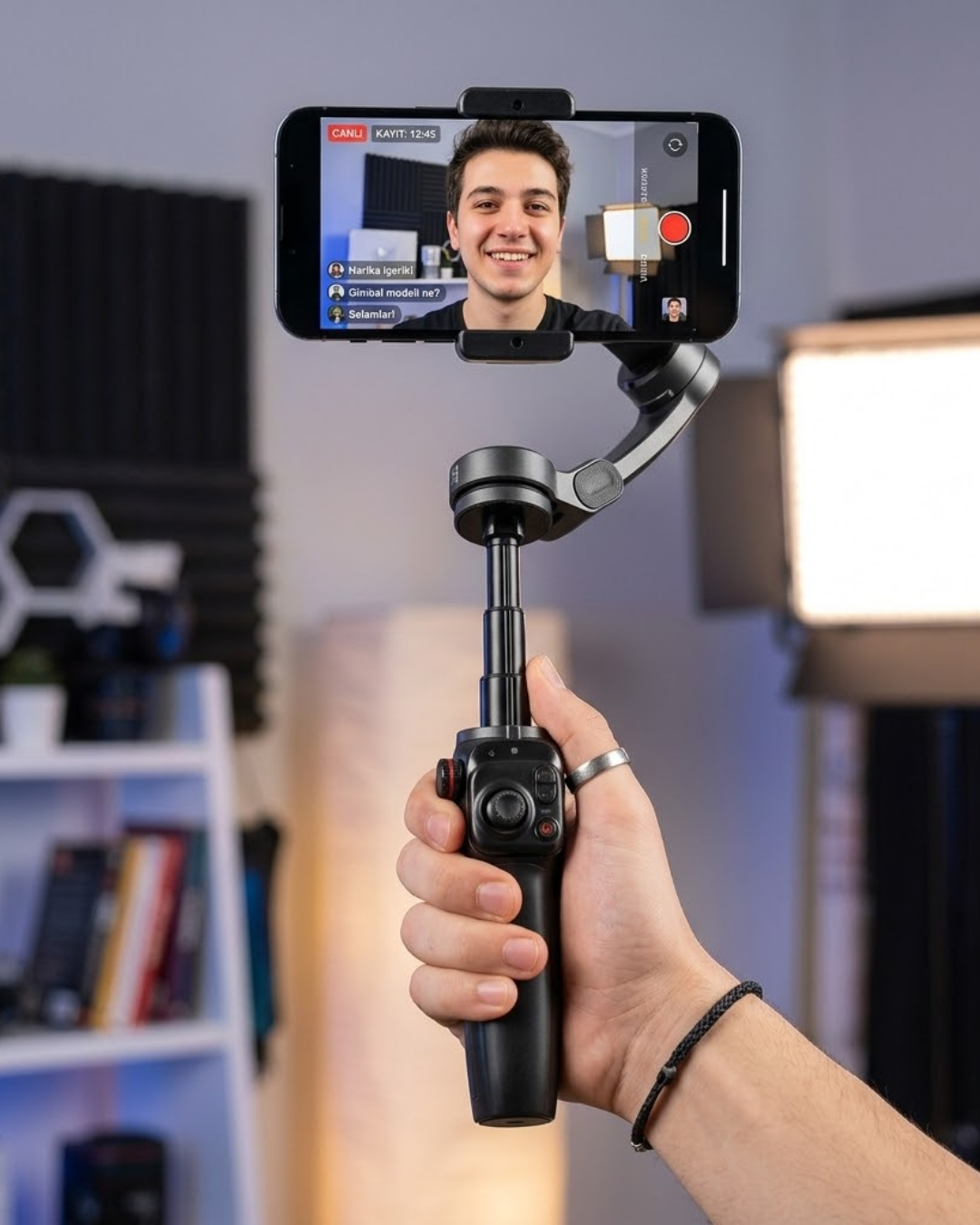 1-34 3 Eksen Telefon Gimbal Stabilizer Video Sabitleyici Vlog ve Çekim Aparatı - Lisinya - Görsel 1