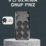 Termal Akım Korumalı 6’lı Uzatma Priz USB Type-C Hızlı Şarj 2500W - Lisinya