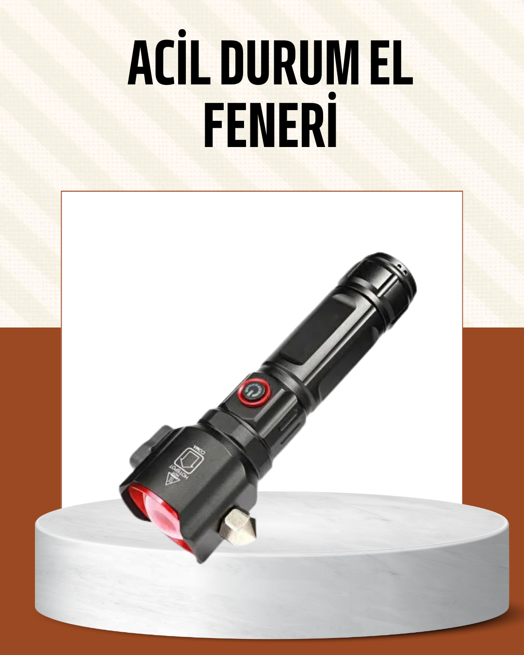 1-56 Çekiçli Pusulalı Acil Durum Feneri USB Şarjlı Çok Fonksiyonlu - Lisinya - Görsel 1