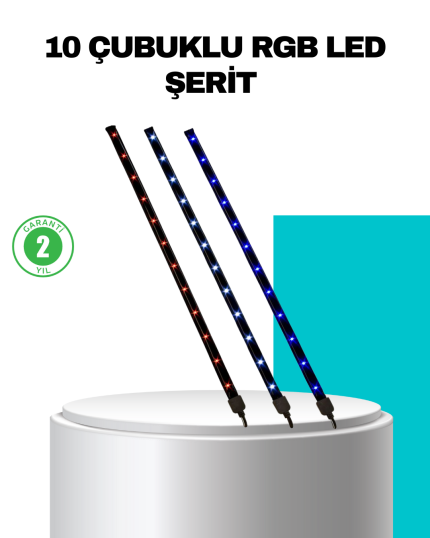 LED Meteor Yağmur Işığı 10 Adet Çubuk Kayan Yıldız Efektli - Lisinya