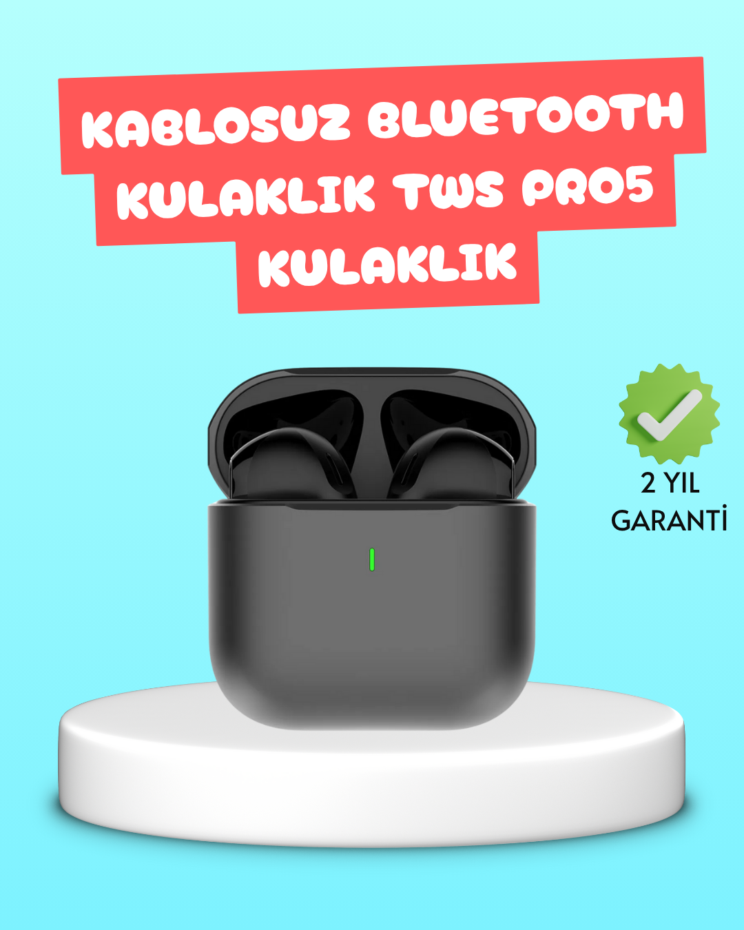 1-70 TWS Pro 5 Bluetooth Kulaklık – Kablosuz ve Şarj Kutulu Tasarım - Lisinya - Görsel 1