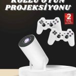 Projeksiyon Cihazı Video Oyun Konsolu Projektör Taşınabilir Ayaklı Çift Kollu 4K Çözünürlüklü - Lisinya