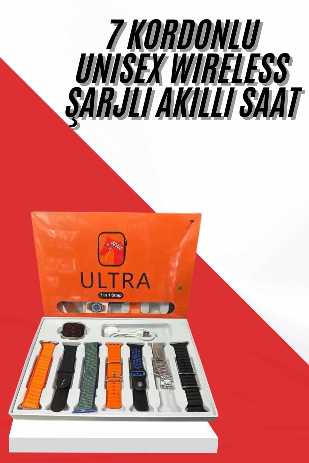 11-25 Unısex 7 Kordonlu Çok Fonksiyonlu Nabız Ölçer Uyku ve Sağlık Takibi - Lisinya - Görsel 1