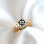 Zirkon Taşlı Nazarlı Altın Kaplama Kadın Yüzük - Lisinya