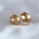 316L Çelik Gold Renk Sıkıştırmalı Erkek Küpe - Lisinya