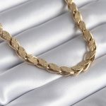 316L Çelik Gold Renk Lazer Kesim Arpa Zincir Model Kadın Kolye - Lisinya