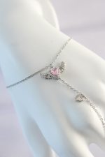 316L Çelik Gümüş Renk Pembe Zirkon Taşlı Kanatlı Kalp Model Şahmeran - Lisinya - Görsel 2