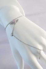 316L Çelik Gümüş Renk Pembe Zirkon Taşlı Kanatlı Kalp Model Şahmeran - Lisinya