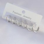 Pirinç Gümüş Renk Oval Küpe Seti - Lisinya