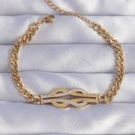 316L Çelik Gold Renk Zirkon Taşlı Kemer Tokası Model Zincir Bileklik - Lisinya