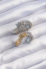 Pirinç Gold Gümüş Renkli Tırtıklı Kalp Küpe - Lisinya - Görsel 2