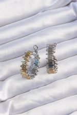 Pirinç Gold Gümüş Renkli Tırtıklı Halka Küpe - Lisinya