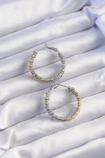 Pirinç Gold Gümüş Renkli Tırtıklı Halka Küpe - Lisinya - Görsel 2