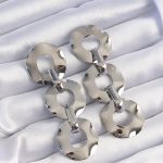 Pirinç Gümüş Renk Oval Ayna Model Sallantılı Küpe - Lisinya