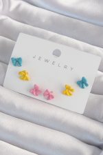 Pirinç Rengarenk Mineli Minimal Fiyonk Küpe Seti - Lisinya