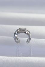 Pirinç Gümüş Renk Yonca Earcuff Küpe - Lisinya - Görsel 2