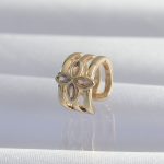 Pirinç Gold Renk Yonca Earcuff Küpe - Lisinya