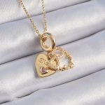 316L Çelik Gold Renk Zirkon Taşlı Sonsuzluk Kalp Figür Charm Model Kadın Kolye - Lisinya