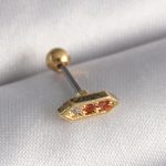 316L Çelik Gold Renk Turuncu Zirkon Taşlı Tragus Piercing - Lisinya