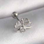 316L Çelik Gümüş Renk Zirkon Taş Detay Kurdele Model Tragus Piercing - Lisinya