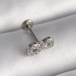 316L Çelik Gümüş Renk Zirkon Taşlı Sonsuzluk Model Tragus Piercing - Lisinya