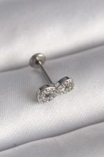 316L Çelik Gümüş Renk Zirkon Taşlı Sonsuzluk Model Tragus Piercing - Lisinya