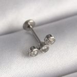 316L Çelik Gümüş Renk Zirkon Taşlı Tragus Piercing - Lisinya