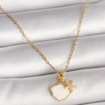 316L Çelik Gold Renk Zincir Sallantı Beyaz Mineli Deniz Kabuğu Zirkon Taşlı Deniz Yıldızı Figür Kadın Kolye - Lisinya