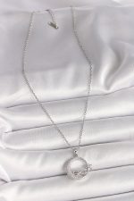 316L Çelik Gümüş Renk Zincir Zirkon Taşlı Ay Yıldız Model Sonsuzluk Detay Kadın Kolye - Lisinya - Görsel 2