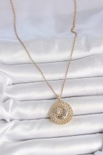 316L Çelik Gold Renk Mix Renk Ay Güneş Model Kadın Kolye - Lisinya - Görsel 2