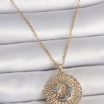 316L Çelik Gold Renk Mix Renk Ay Güneş Model Kadın Kolye - Lisinya