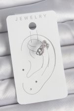 Pirinç Gümüş Renk Zirkon Taşlı Zincir Sonsuzluk Model Kadın Kıkırdak Küpe - Lisinya - Görsel 2