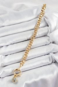 Pirinç Nazar Model Zirkon Taşlı Gold Renk VİP Seri Kadın Bileklik - Lisinya - Görsel 2