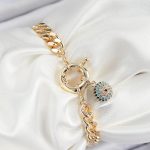 Pirinç Nazar Model Zirkon Taşlı Gold Renk VİP Seri Kadın Bileklik - Lisinya