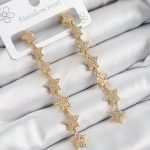 Pirinç Zirkon Taşlı Sallantılı Yıldız Model Gold Renk Kadın Küpe - Lisinya