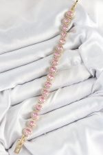 Pirinç Pembe Zirkon Taşlı Daire Baget Model Gold Renk VIP Seri Kadın Bileklik - Lisinya - Görsel 2