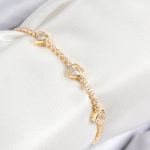 Pirinç Zirkon Taşlı Sıralı Kalp Model Gold Renk Kadın Bileklik - Lisinya