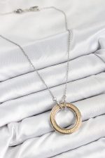 316L Çelik Zirkon Taşlı Dönen Daire Model Gold Ve Gümüş Renk Kadın Kolye - Lisinya - Görsel 2
