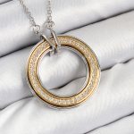 316L Çelik Zirkon Taşlı Dönen Daire Model Gold Ve Gümüş Renk Kadın Kolye - Lisinya