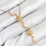 316L Çelik Zirkon Taşlı Güneş Ve Ay Model Gold Renk Kadın Kolye - Lisinya