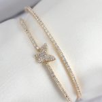 Pirinç Zirkon Taşlı Kelebek Model Gold Renk Kadın Bileklik - Lisinya