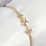 Pirinç Zirkon Taşlı Yıldız Model Gold Renk Kadın Bileklik - Lisinya